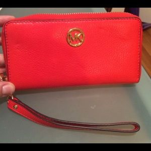 Orange Michael Kors Zip Wallet